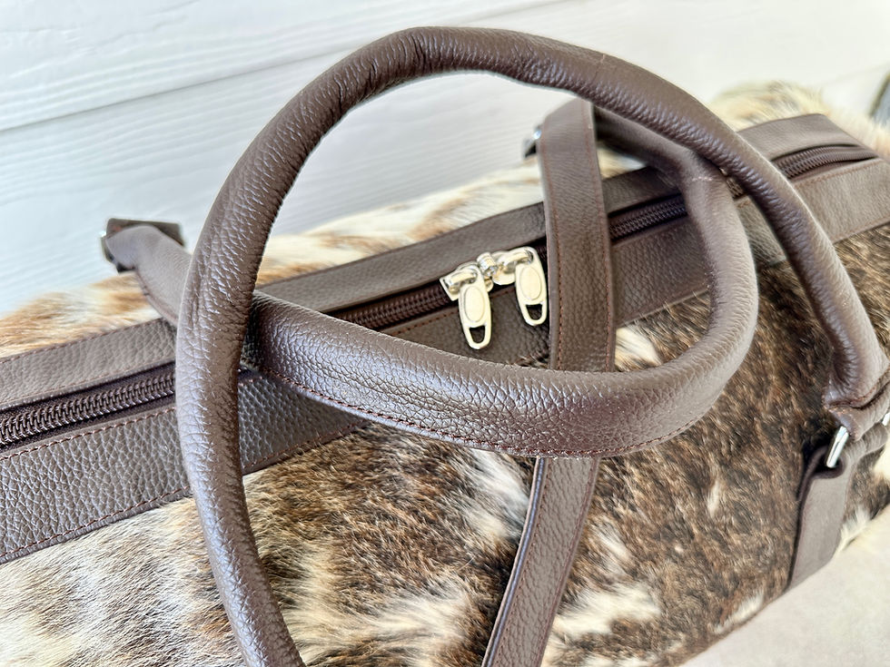 Thumbnail: Cowhide Leather Duffel Bag Gym Weekender Bag Dark Brown