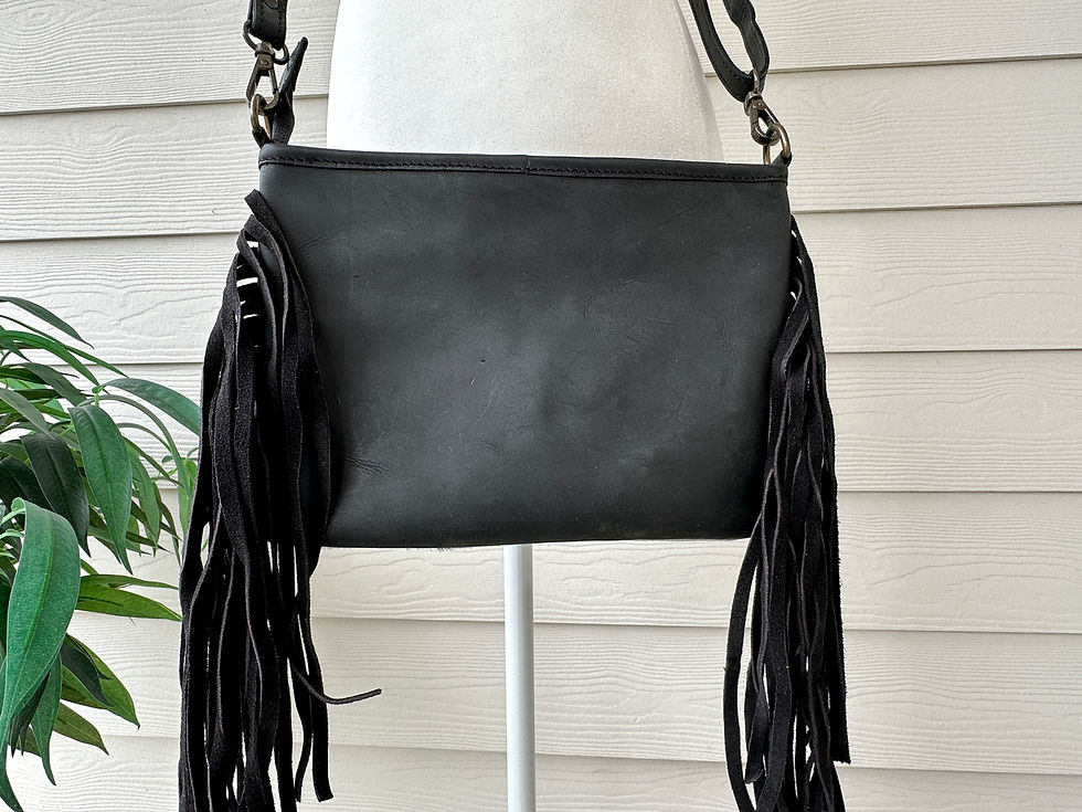 Thumbnail: Western Crossbody Purse with Fringes Tooled Black Gold HARPER