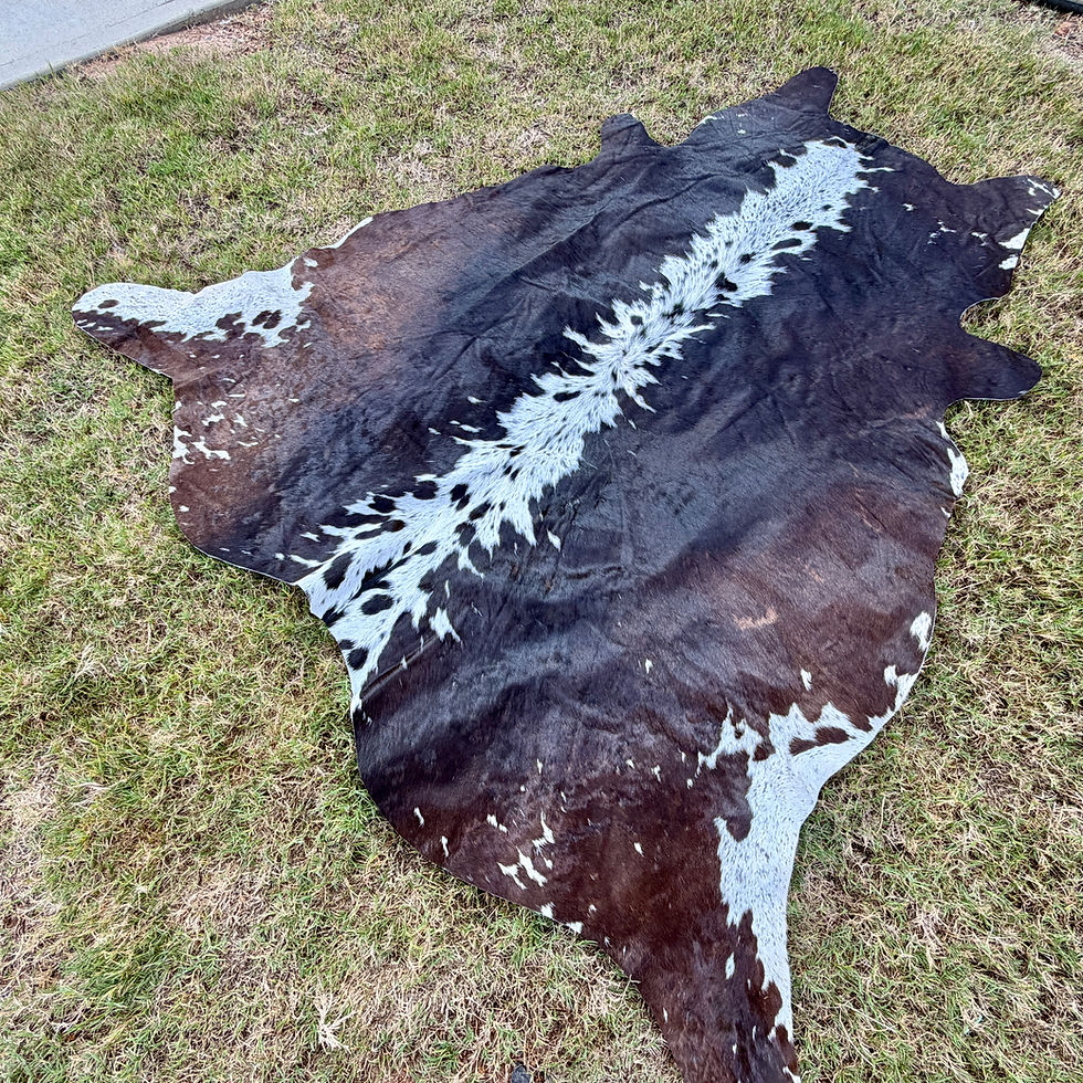 Thumbnail: Large Cowhide Rodeo Rug Tricolor Brown Western Decor 6 x 6 ft