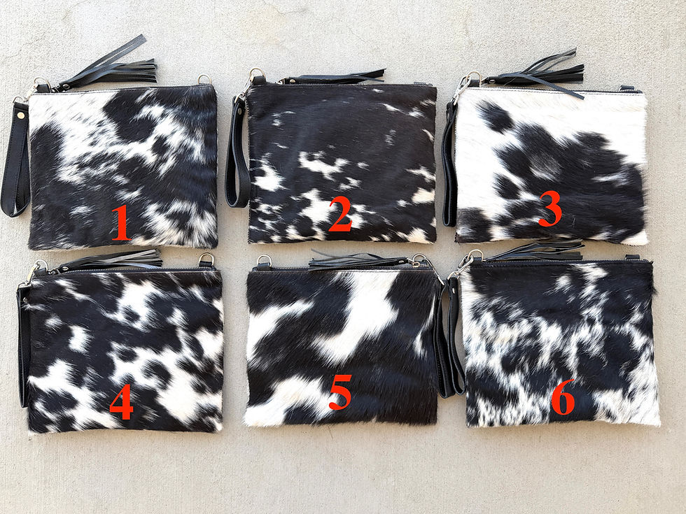 Thumbnail: Western Cowhide Crossbody Purse Black Leather JASMINE