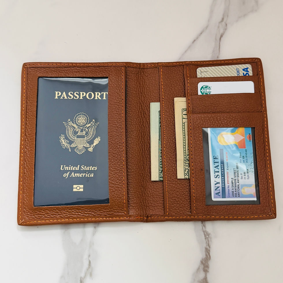 Thumbnail: Cowhide Leather Passport Cover Holder Wallet Case Western