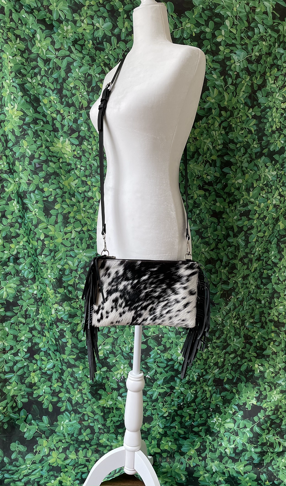 Thumbnail: Cowhide Crossbody Purse Handbag Wallet Clutch Black
