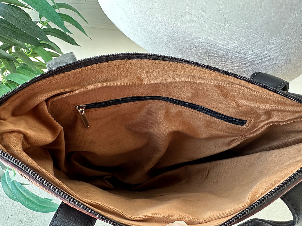 Thumbnail: Cowhide Tooled Leather Shoulder Bag in Black - Isla