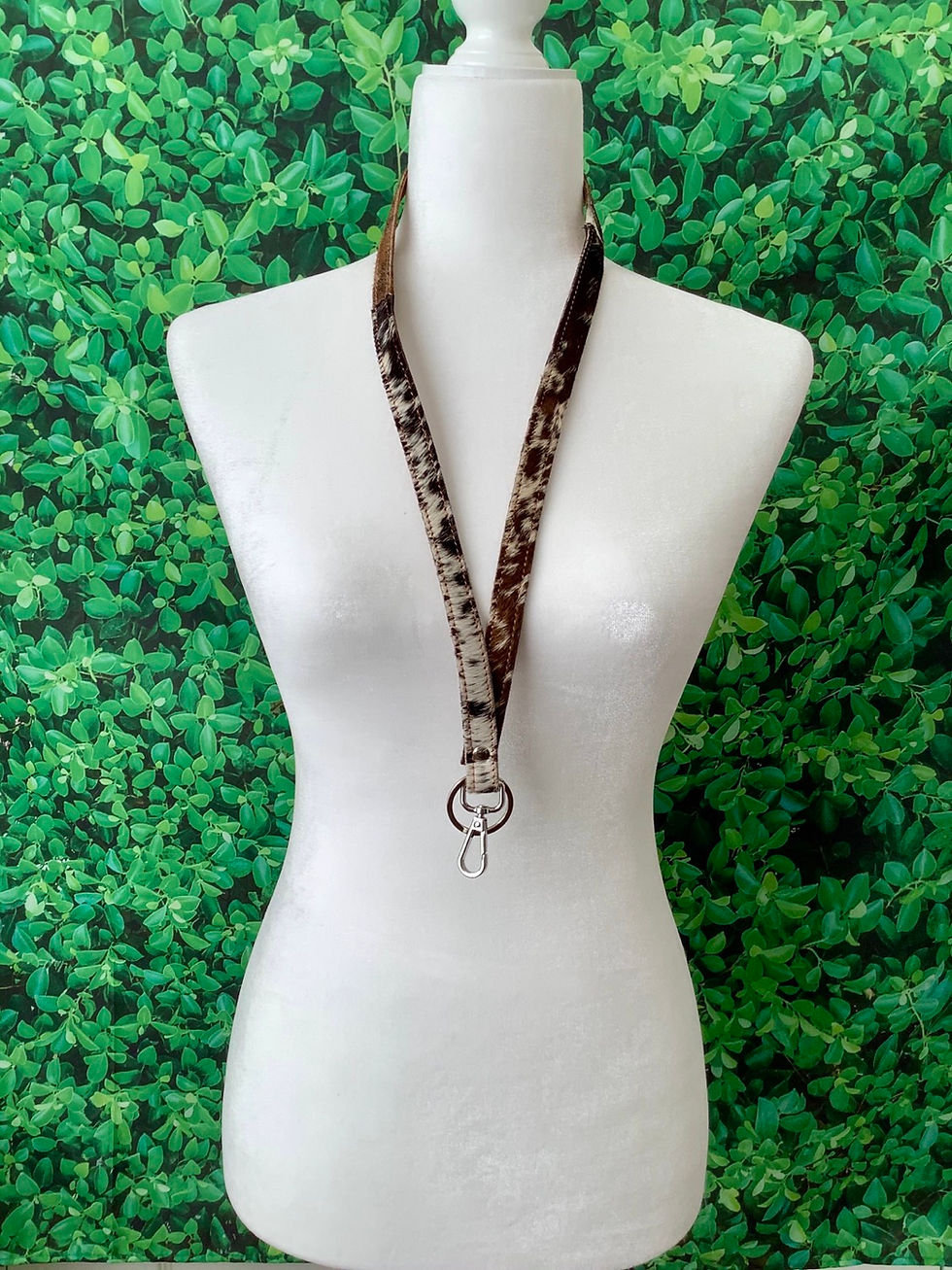 Thumbnail: Cowhide Leather Lanyard ID card Holder Key Chain