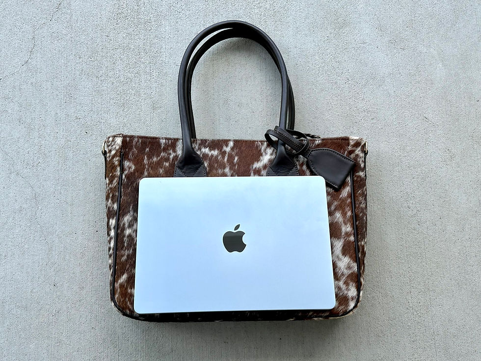 Thumbnail: Western Cowhide Leather Tote Bag Brown Large