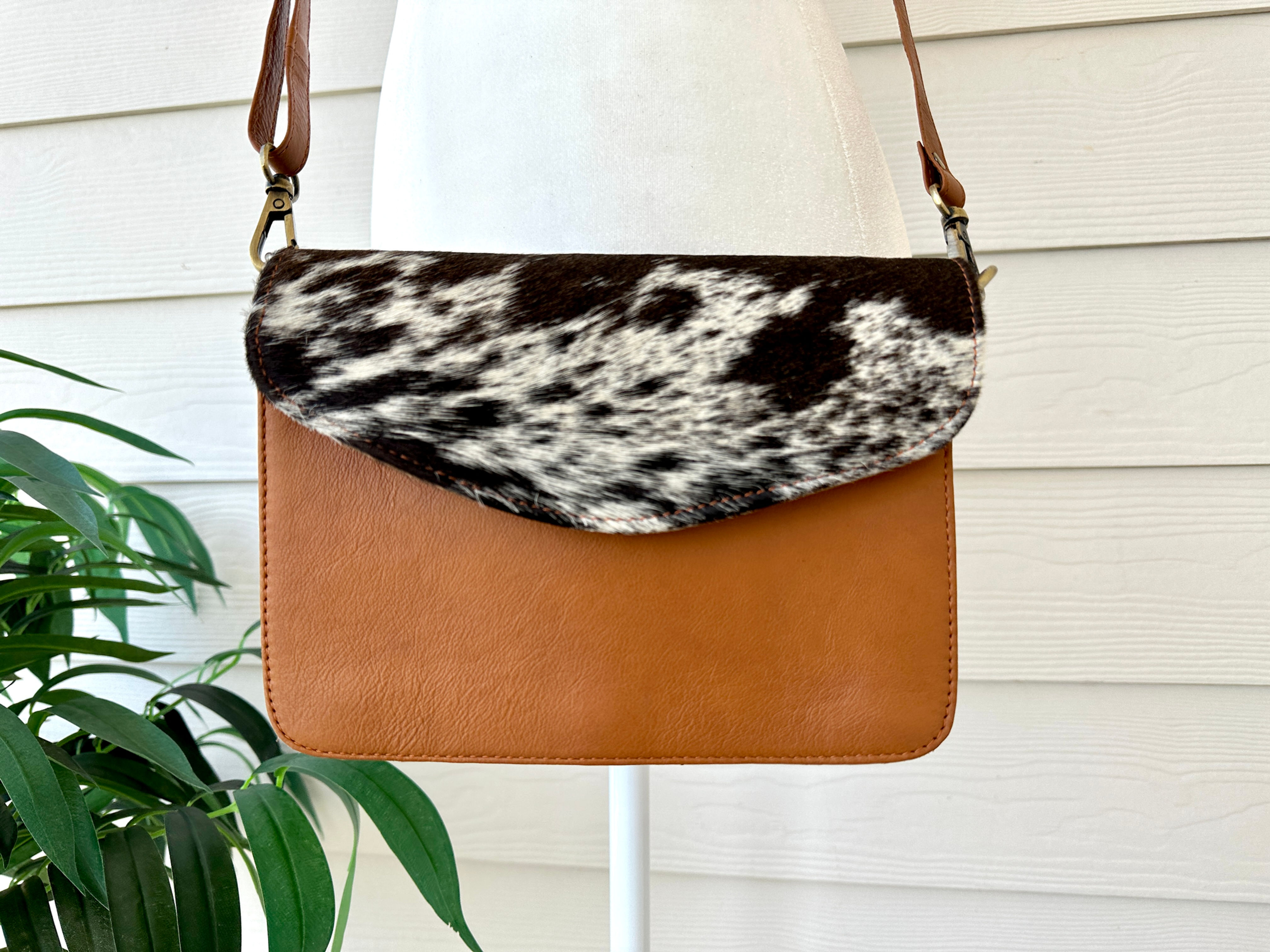 Western Cowhide Leather Crossbody Purse Handbag