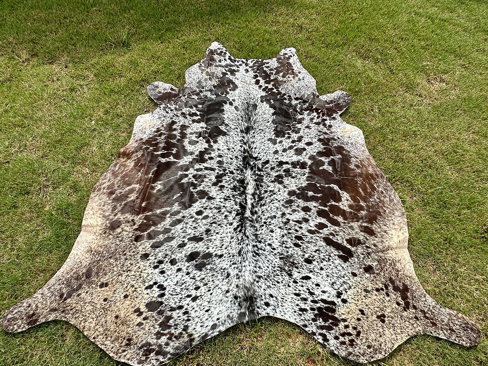Large Cowhide Rodeo Rug Tricolor Brown Western Decor 6 x 6 ft