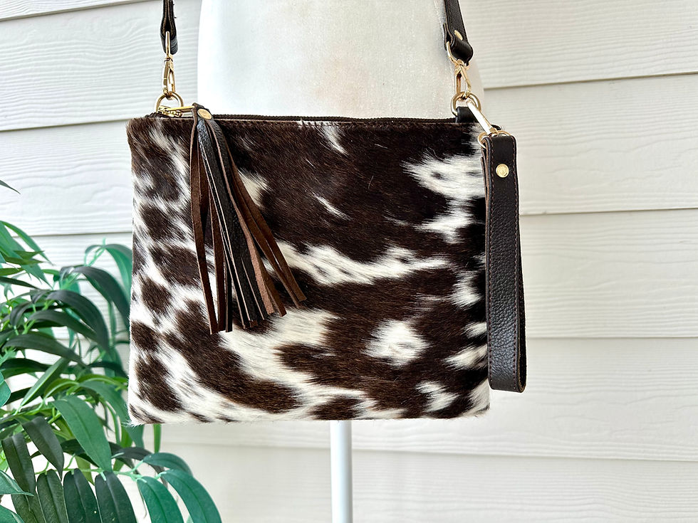 Thumbnail: Real Cowhide Leather Crossbody Purse Bag Western Handbag Wallet Wristlet Clutch Black Brown Cowgirl Gifts