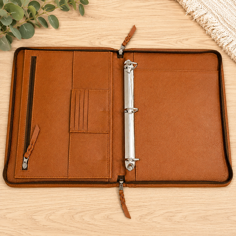 Thumbnail: Cowhide Patchwork Padfolio Binder Organizer