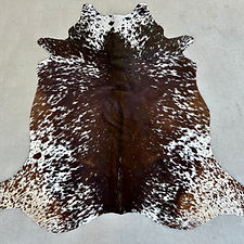 Large Cowhide Rug Tricolor Brown Western Decor 5 x 6 ft