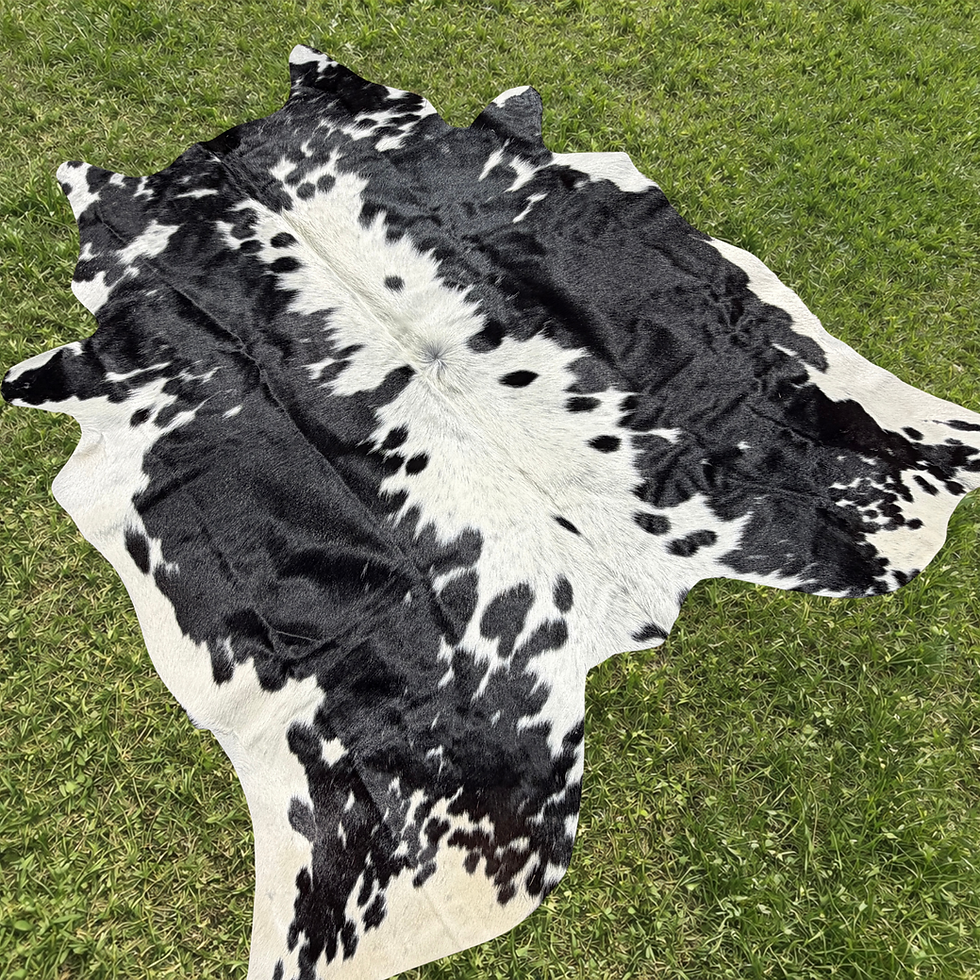 Large Cowhide Rodeo Rug Black Western Decor 6x 5.5 ft