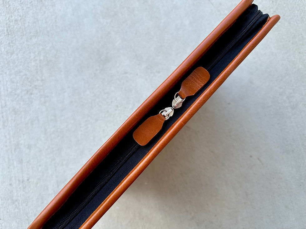 Thumbnail: Real Hair on Cowhide Hand Tooled Leather Folio Organizer in Tan Western
