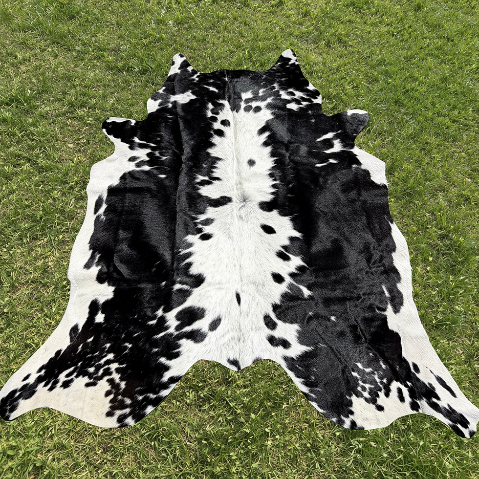 Large Cowhide Rodeo Rug Black Western Decor 6x 5.5 ft
