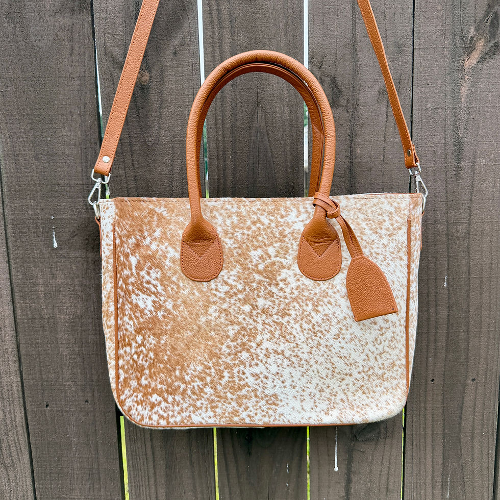 Large Tan Cowhide Leather Tote Bag Western Handbag