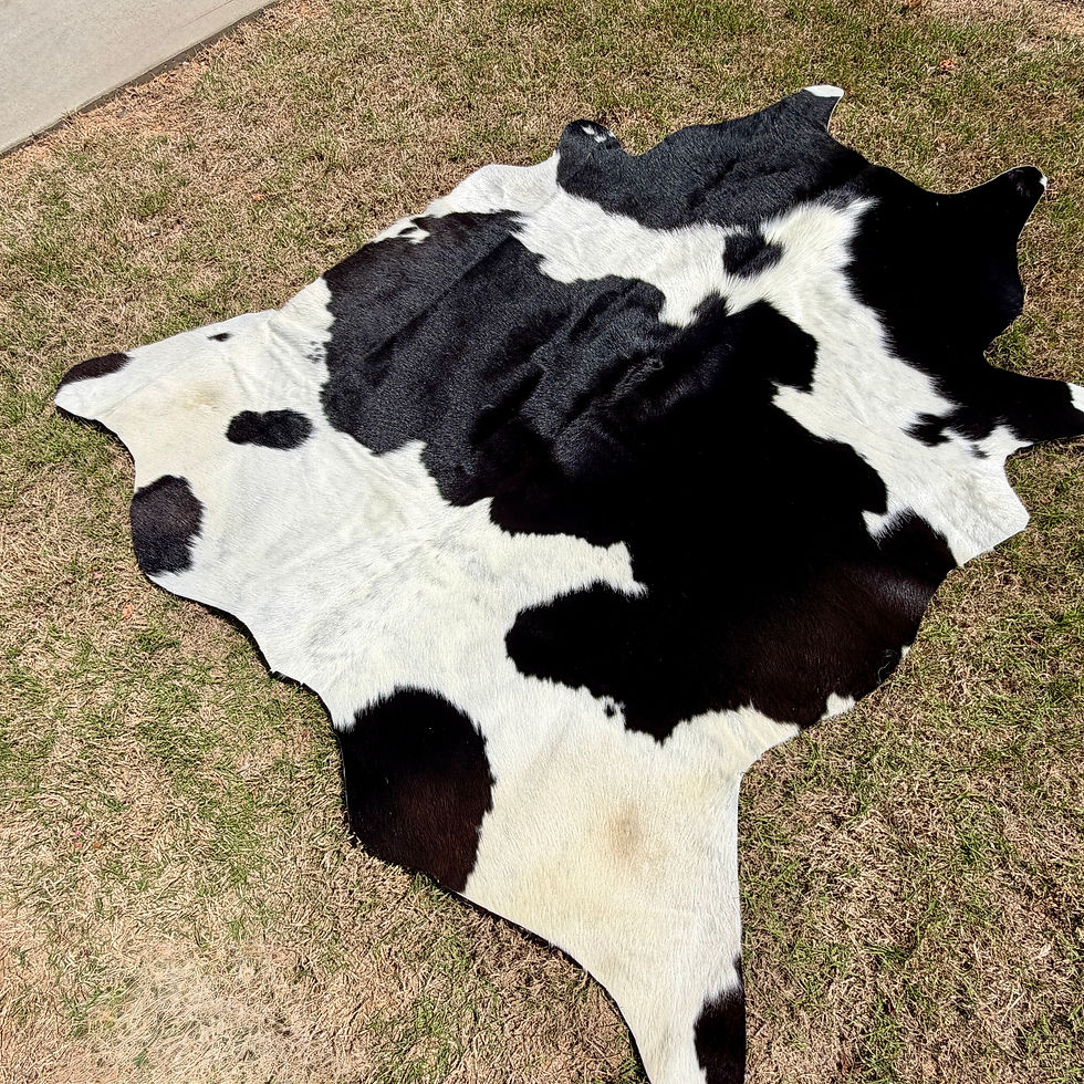 Thumbnail: Large Cowhide Rodeo Rug Black Western Decor 6 x 5.5 ft