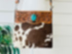 Western Cowhide Crossbody Bag with Tooled Leather and Turquoise Brown