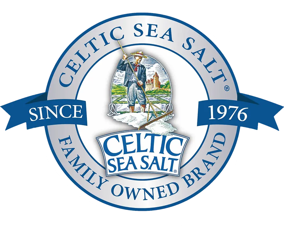 Celtic Sea Salt logo: man harvesting salt, Since 1976