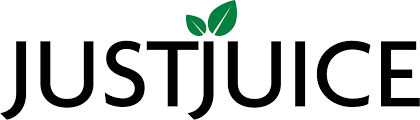 JUSTJUICE logo with green leaves for organic groceries