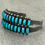 Thumbnail: Fine Old 30's Vintage Zuni Square HANDCUT 2 ROW 26 Turquoise Silver Bracelet 44g