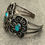 Thumbnail: Vintage Native American Navajo Turquoise Carinated Sterling Bracelet Sz6.25