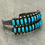 Thumbnail: Fine Old 30's Vintage Zuni Square HANDCUT 2 ROW 26 Turquoise Silver Bracelet 44g