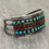 Thumbnail: RARE OLD Vintage Zuni/Navajo Snake eye Turquoise Coral 3ROW Sterling Bracelet