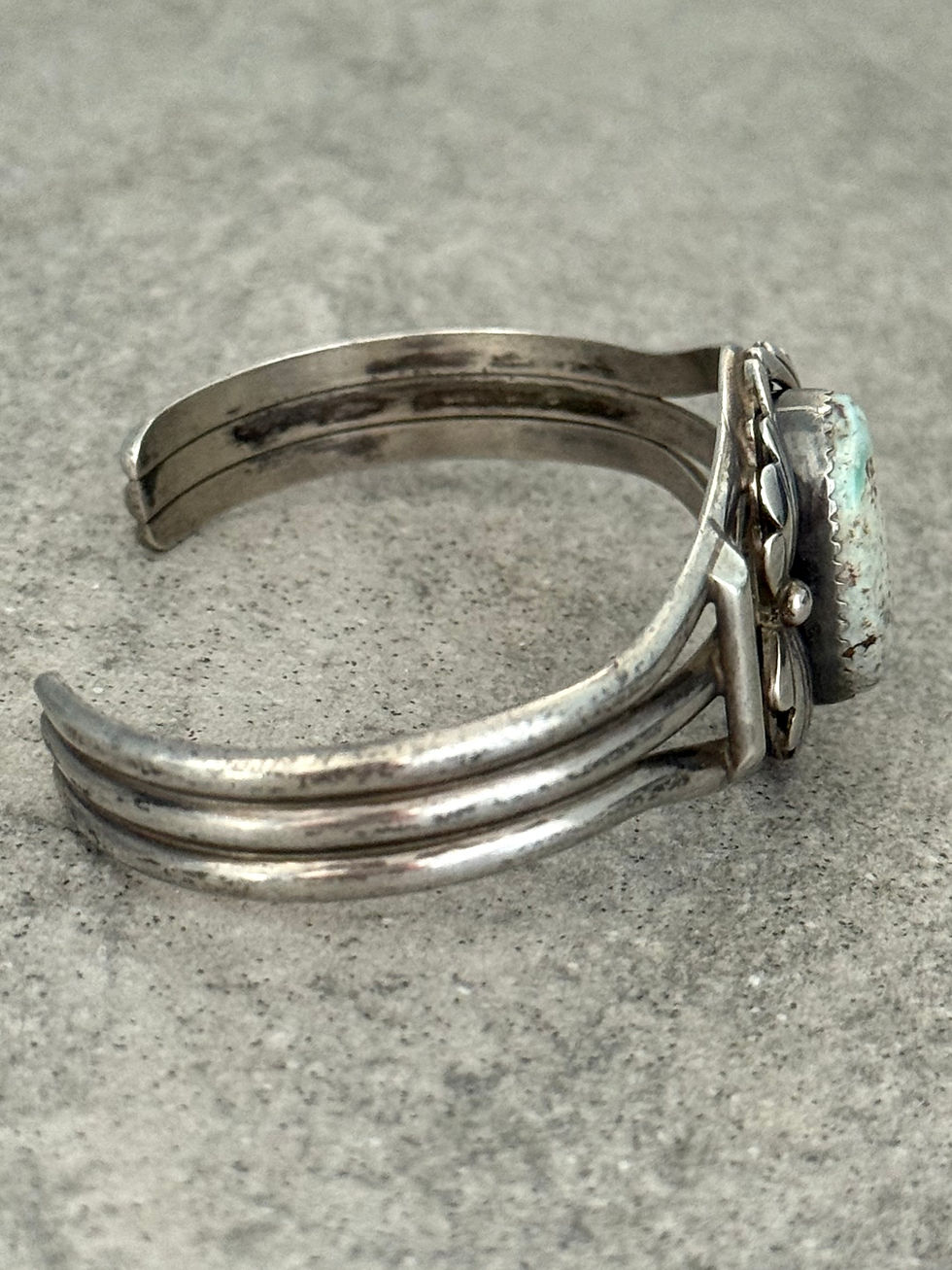 Thumbnail: Vintage Native American Navajo DRY CREEK Turquoise Sterling Bracelet 6.75"