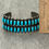 Thumbnail: Fine Old 30's Vintage Zuni Square HANDCUT 2 ROW 26 Turquoise Silver Bracelet 44g