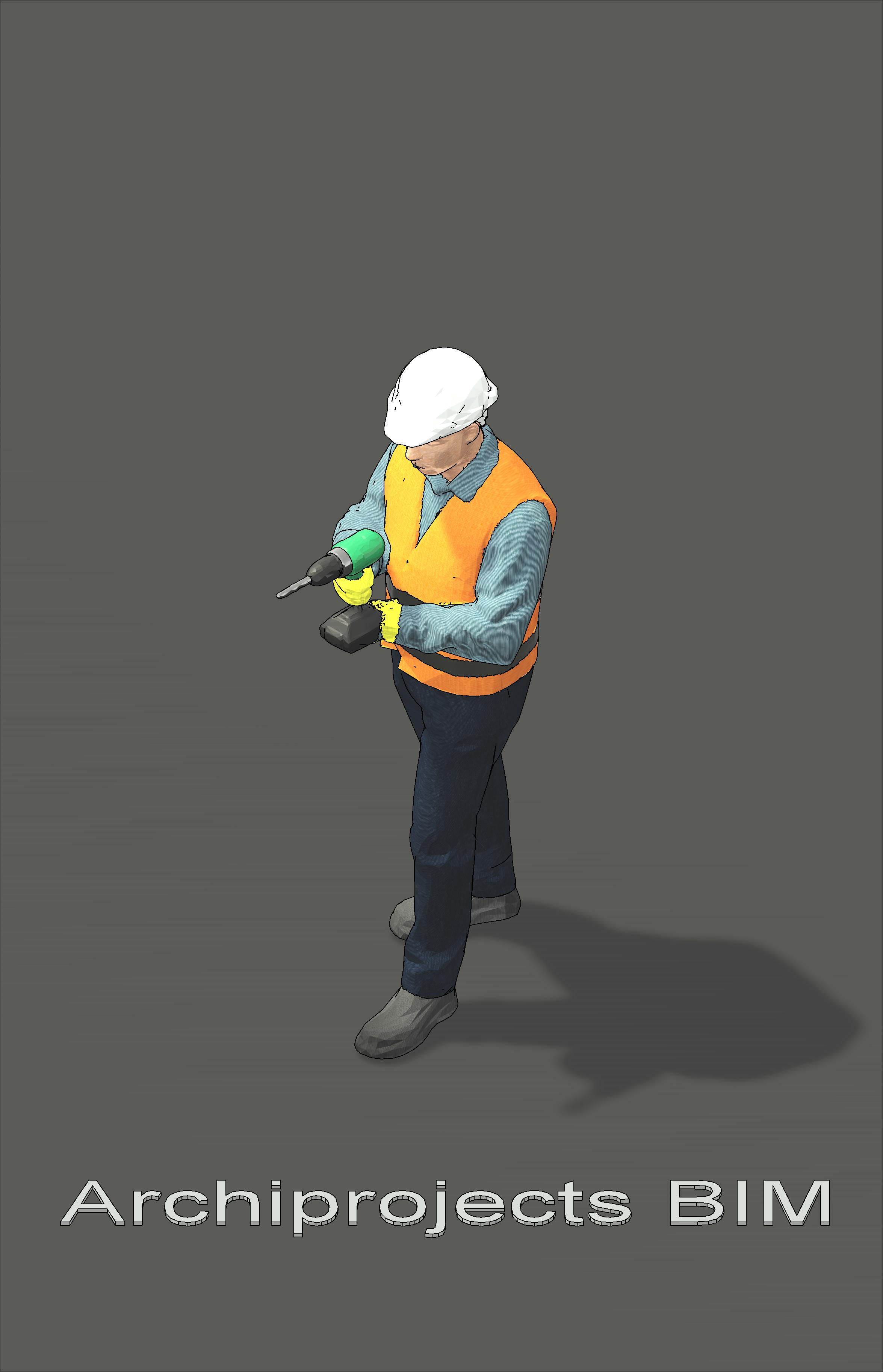 Worker with Hand Drill