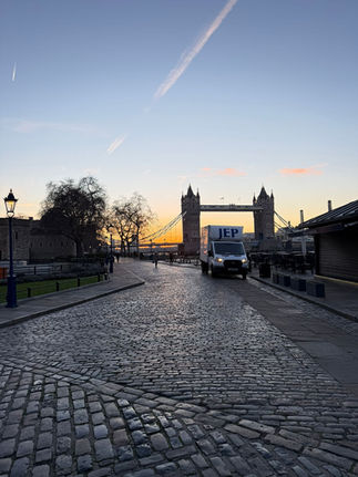 A scenic view of the company van parked up