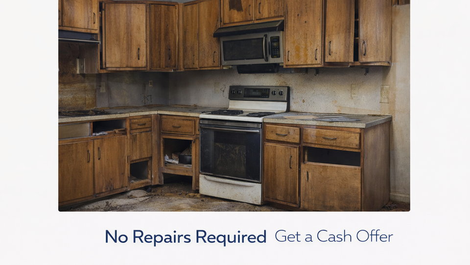 Outdated kitchen in Miami home that can be sold as-is for cash with no repairs required