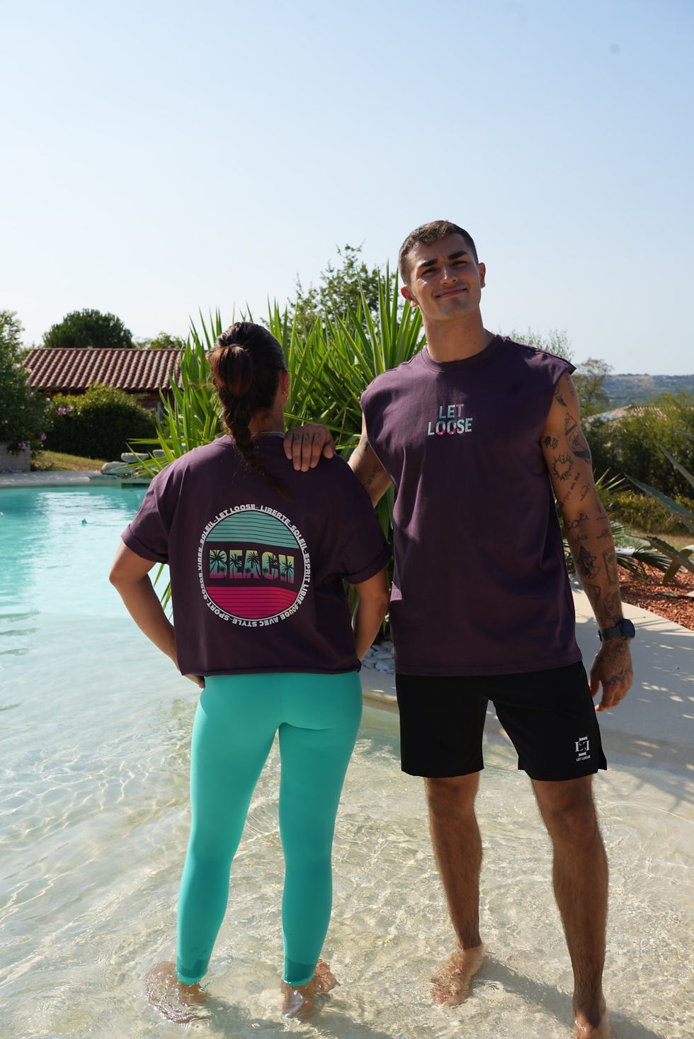 Tee-shirt oversize violet Let Loose imprimé Beach dans le dos