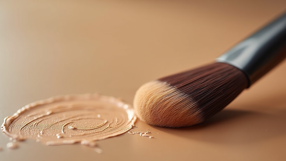 Close-up view of a makeup brush applying foundation