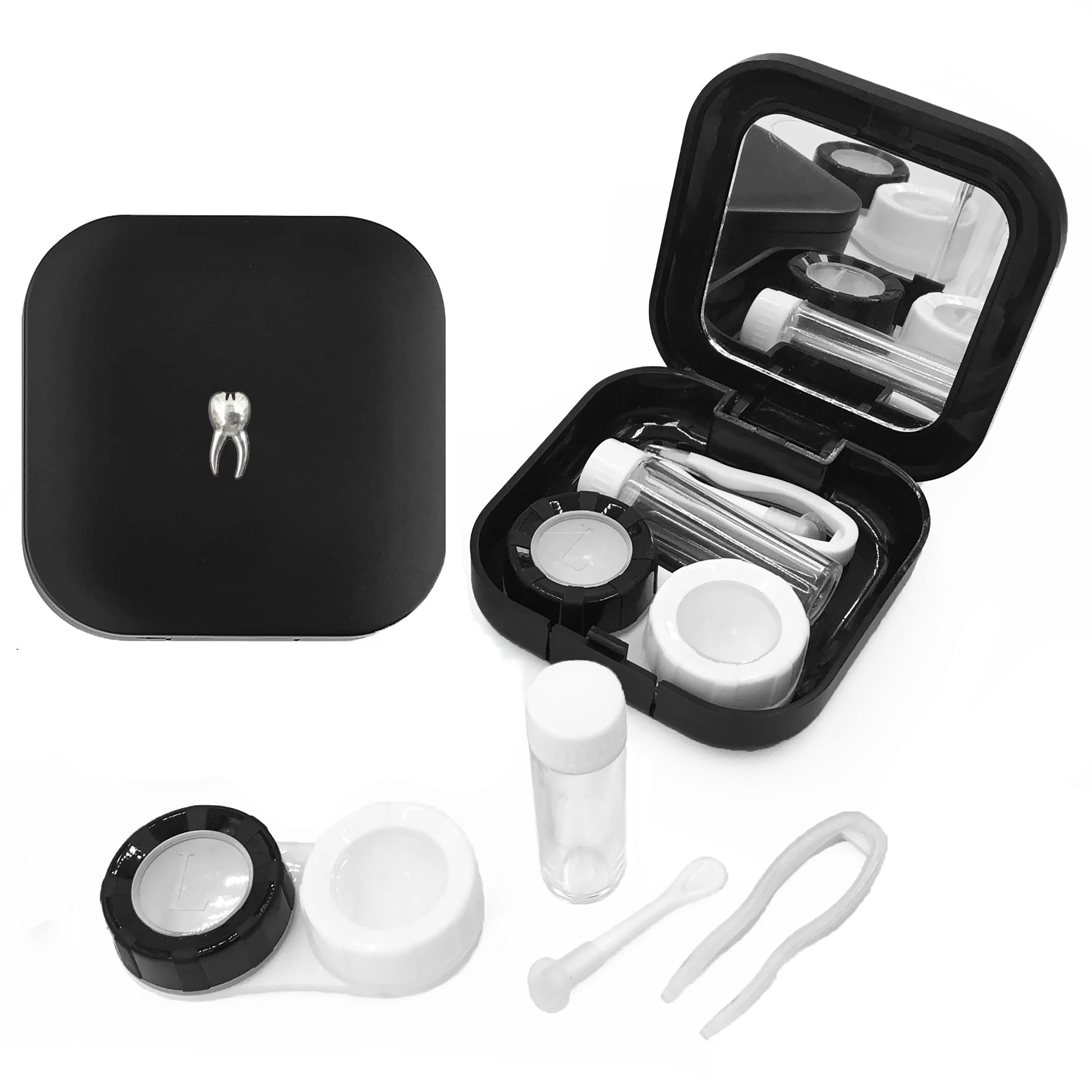 Dentist Contact Lens Case with Compact Mirror and Accessories