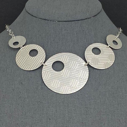 Large etched sterling silver bubble necklace by Beth Kirtland