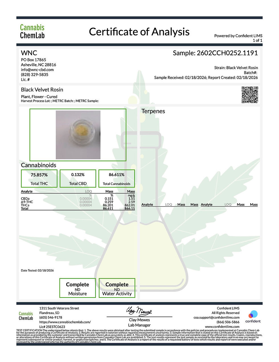 Thumbnail: WNC - Black Velvet - Hybrid - Live Rosin - 1 Gram - 86% THCA - 8% TERPS