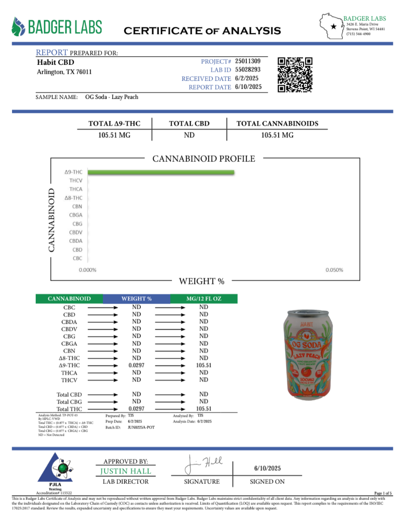 Thumbnail: Habit - Lazy Peach Soda - 100mg THC - 12oz