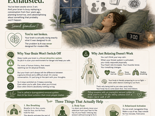 Illustration showing why your brain won't switch off – nervous system, stress, and mental health tips