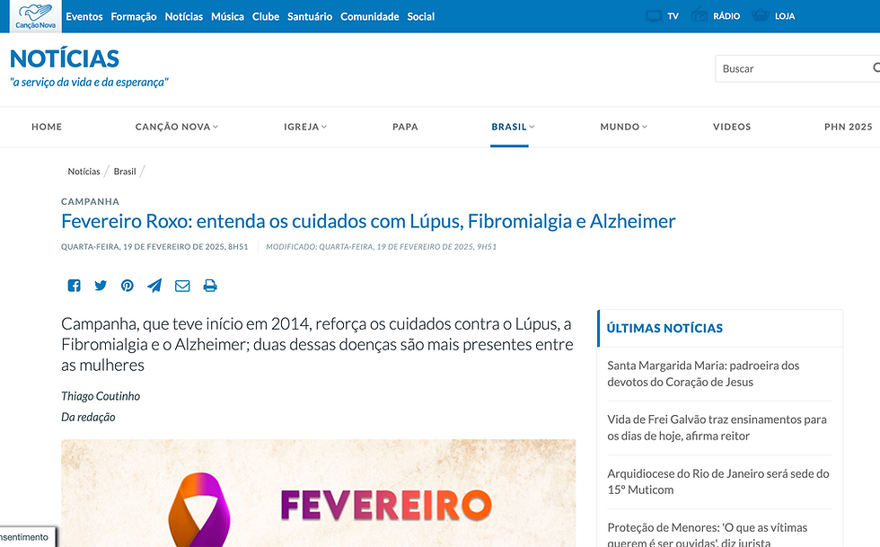 Portal Canção Nova - 19/02/2025 Fevereiro Roxo: entenda os cuidados com Lúpus, Fibromialgia e Alzheimer