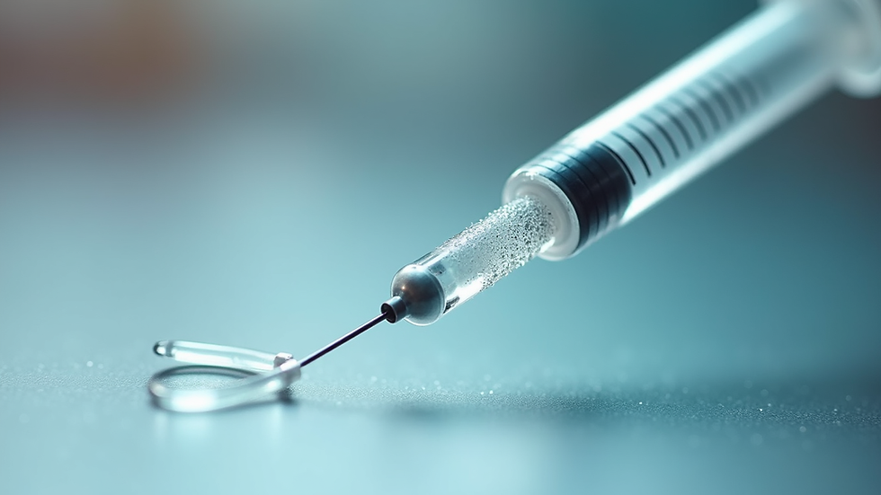Close-up view of a syringe with hyaluronic acid filler ready for injection