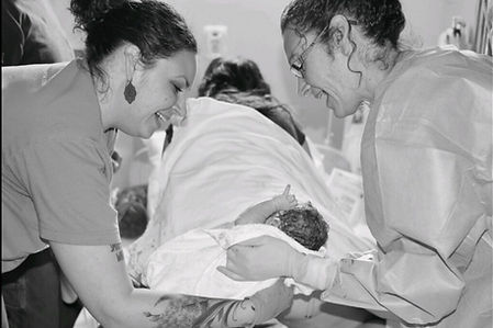 Erica & her mom, Gerri catch a baby