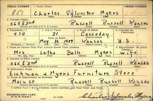 Myers WWII Selective Service Registratio
