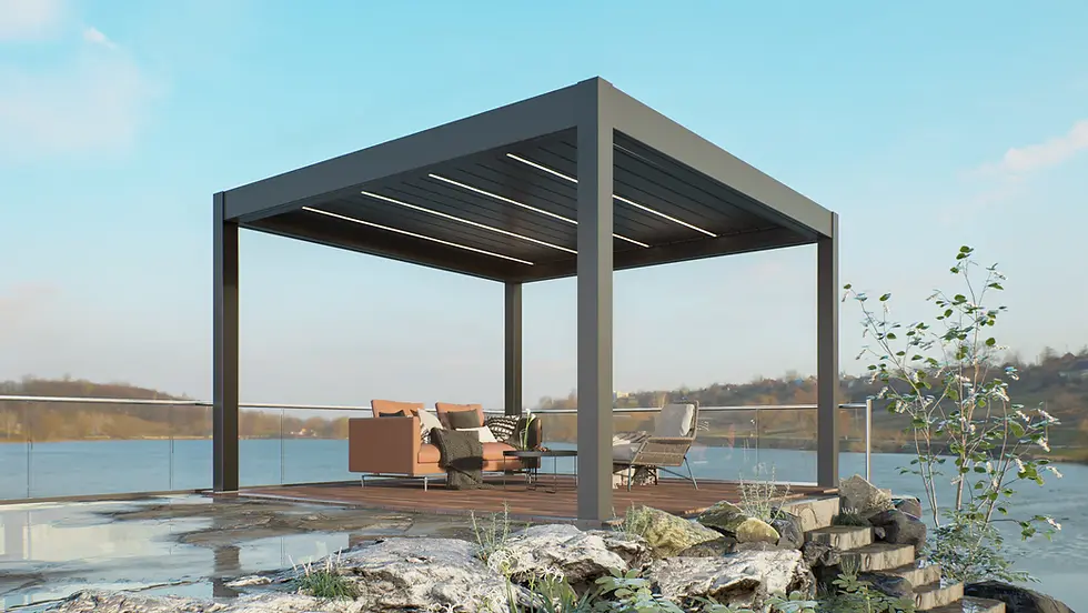 Thumbnail: 15'x15' Weatherproof Pergola - Motorized with Louvered Lighting