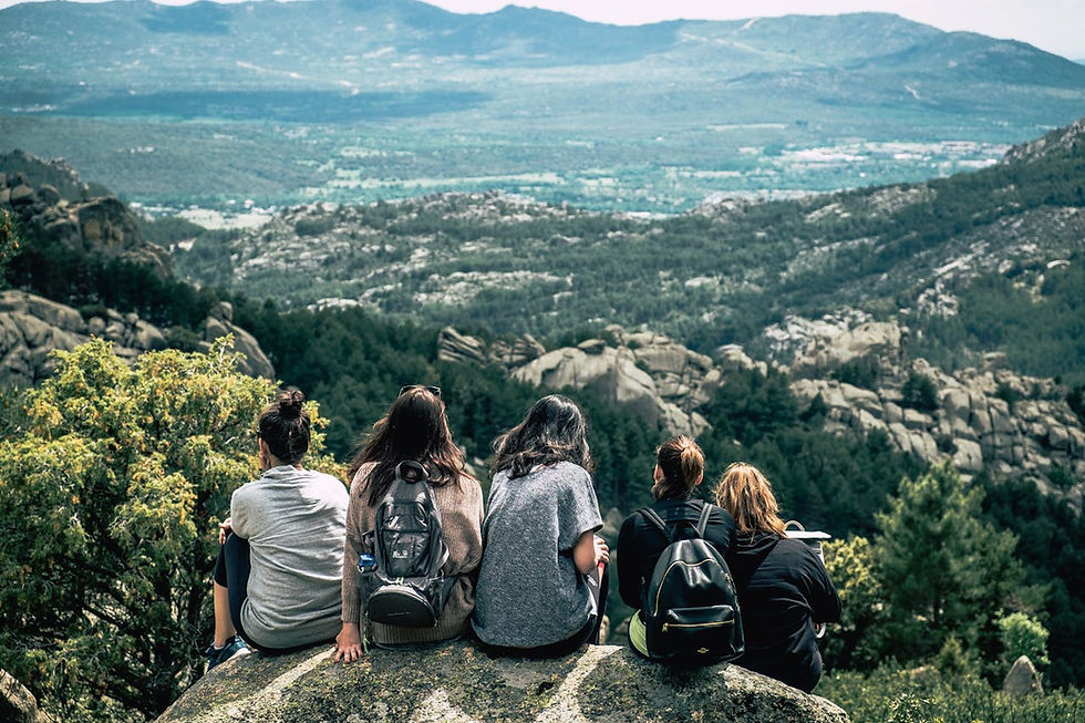 A group of travellers enjoying community trips in India.