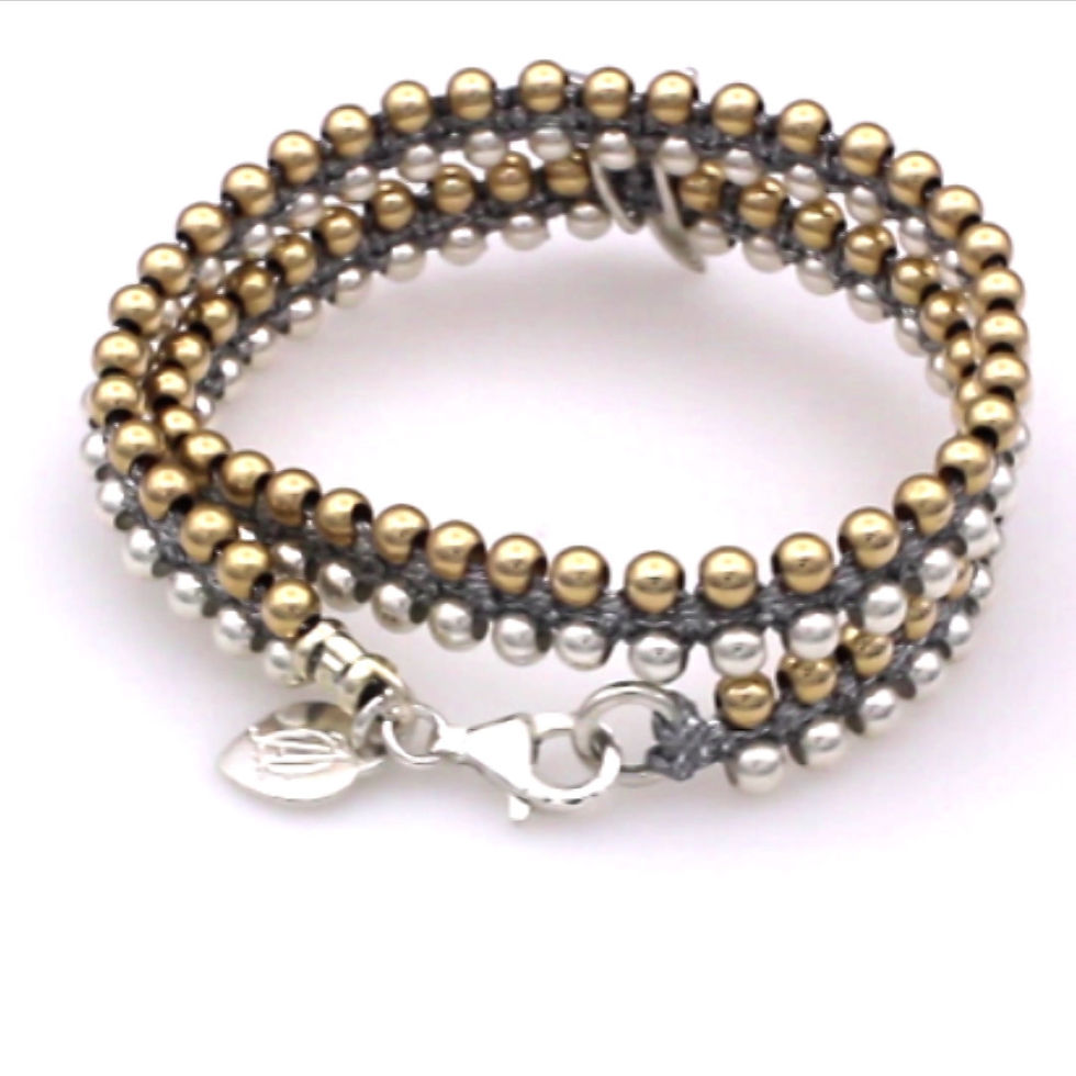 Thumbnail: Silver and double gold bracelet with starfish BR1093