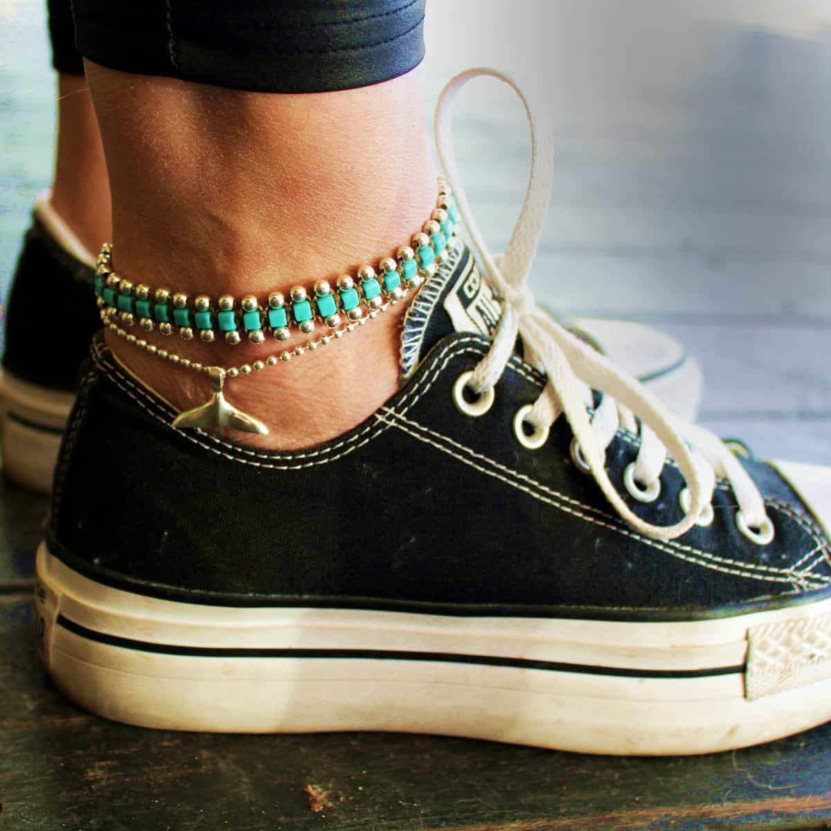 set of silver anklet סט צמידי רגל מכסף