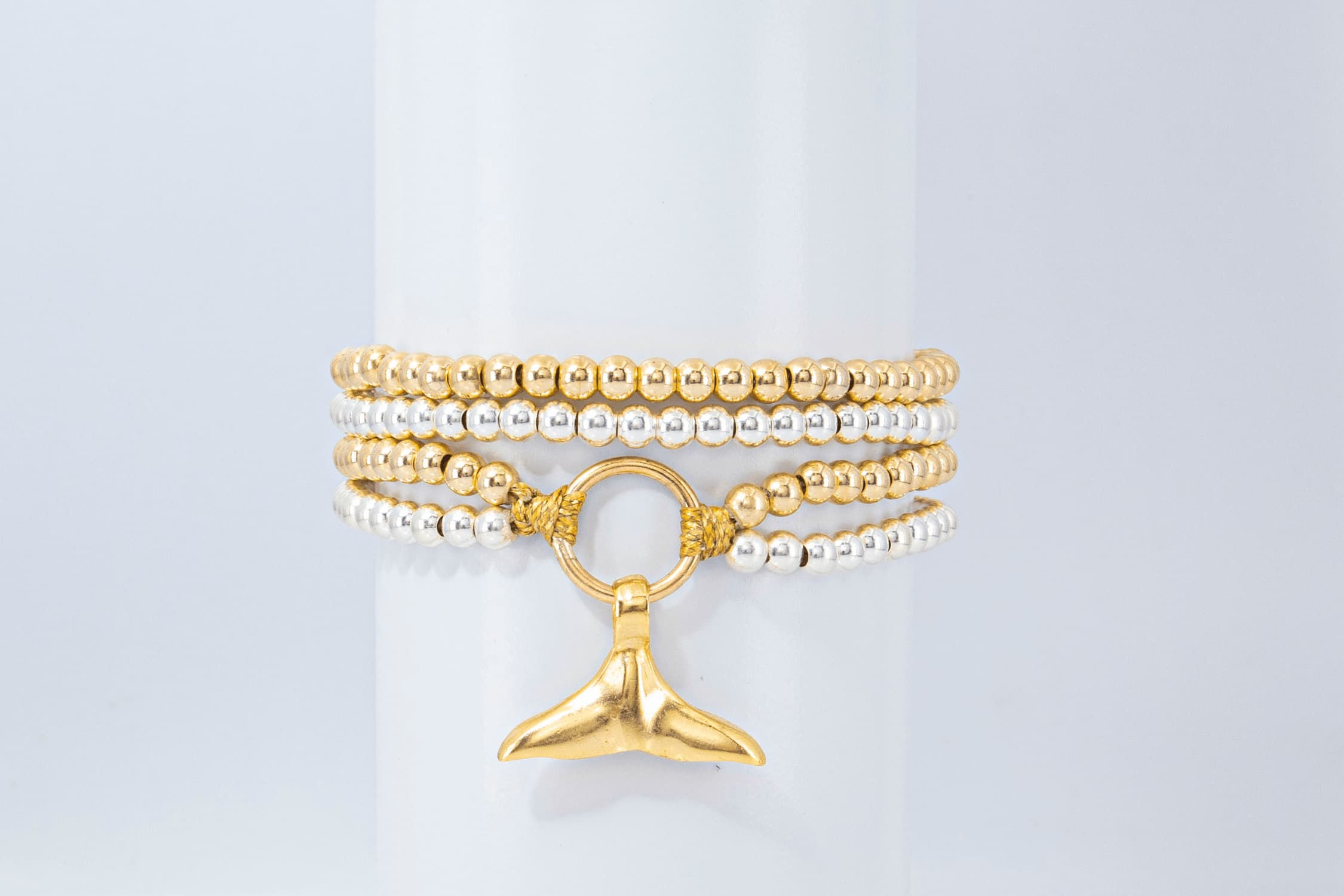 צמיד כסף וזהב כפול עם סנפיר מזהב BR1131