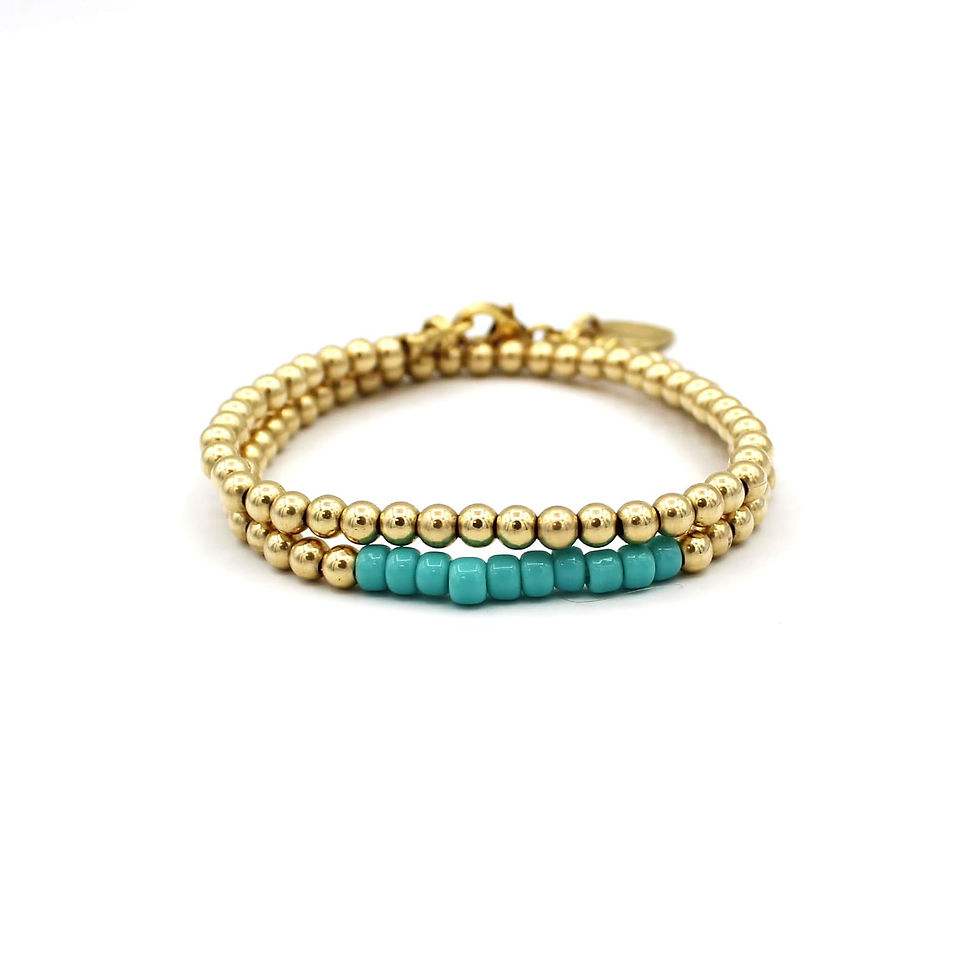 Thumbnail: double wrap gold filled and crystal glass beads Bracelet צמיד כפול מגולדפילד וחרוזי זכוכית קריסטל