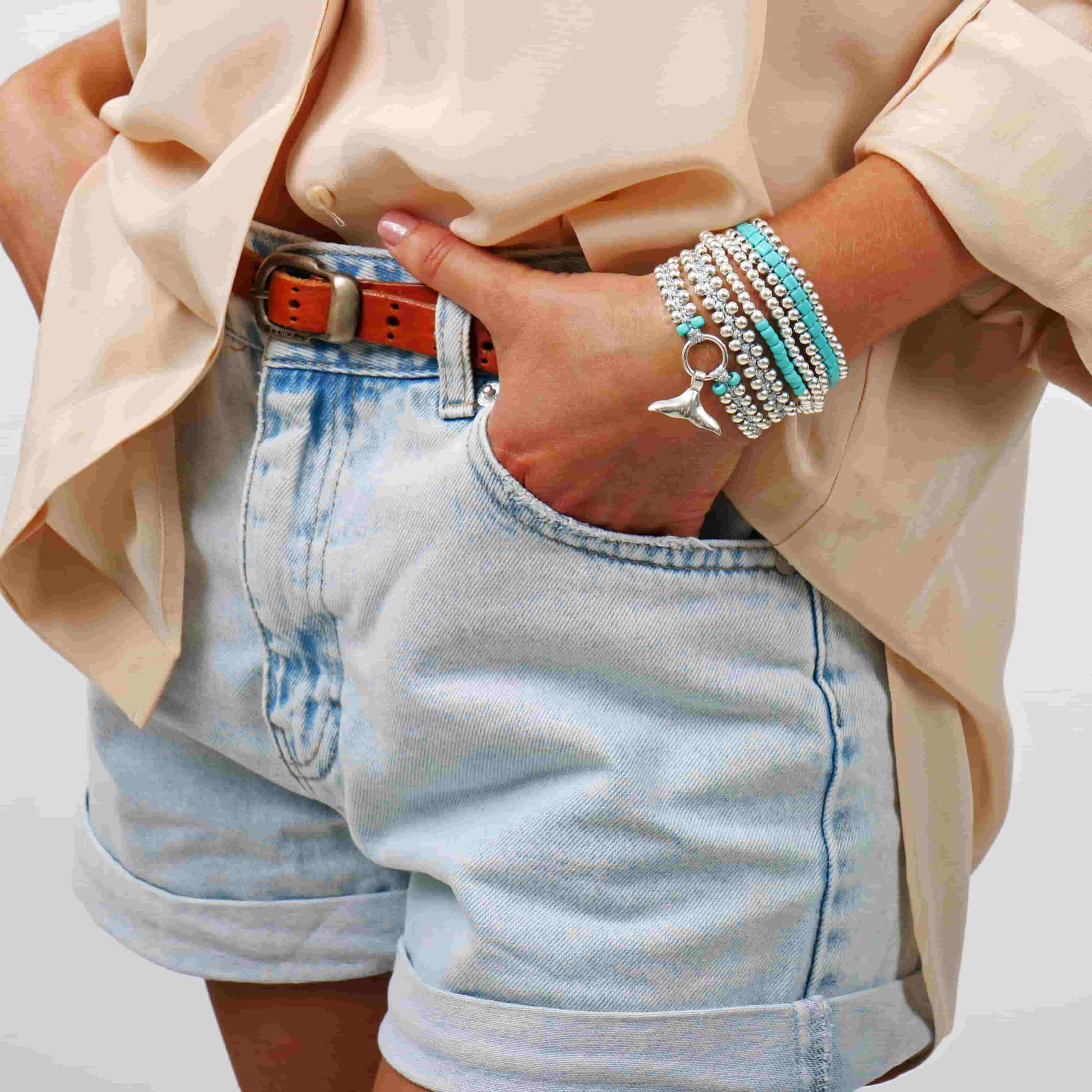 סט 3 צמידי כסף עם סנפיר BRS1020