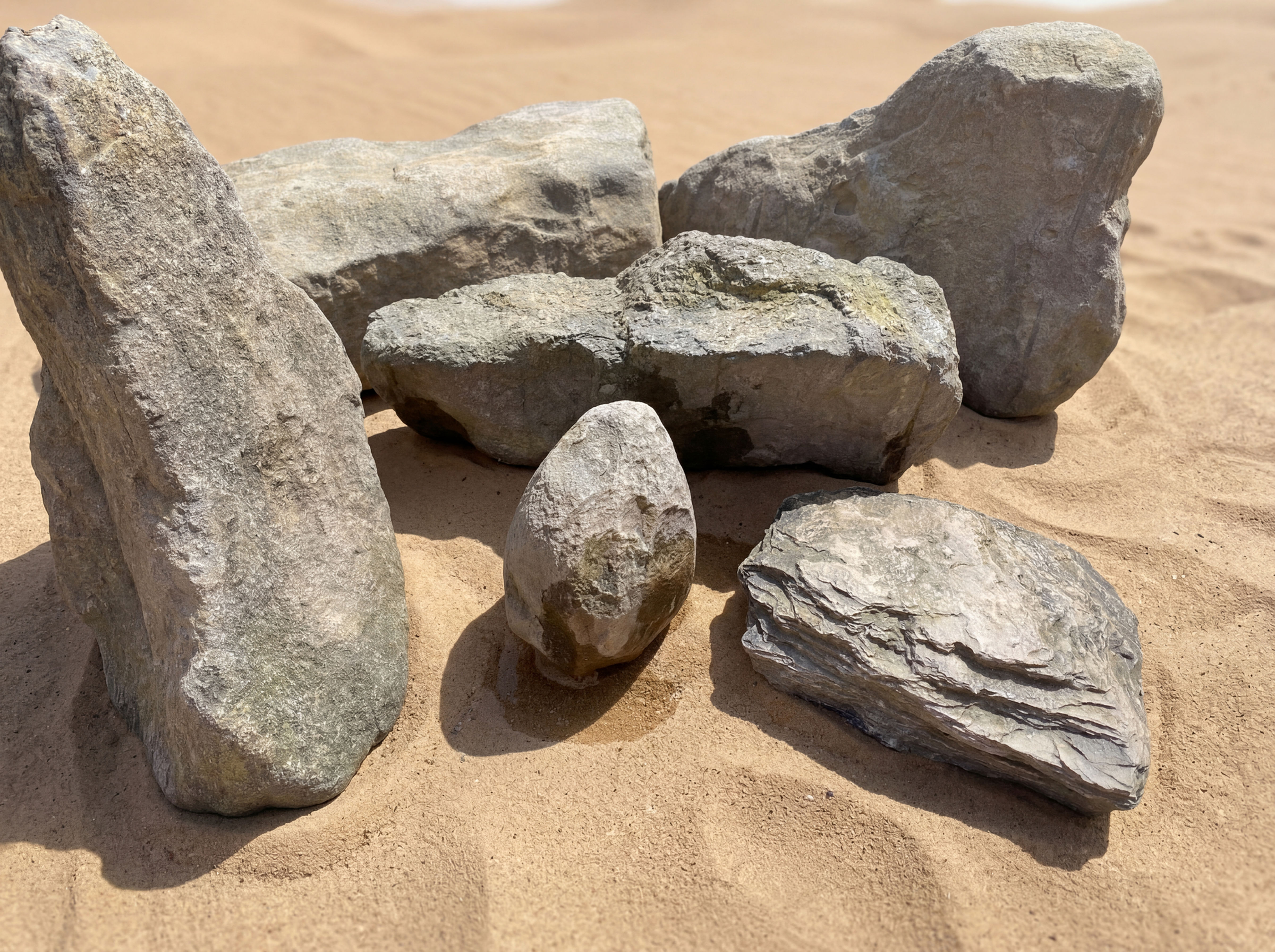 Set of six Fibreglass display rocks